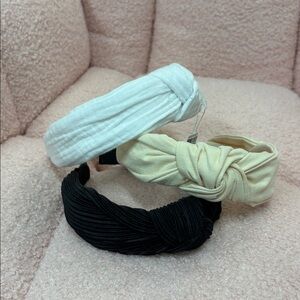 Set‎ of Three Knotted Headbands - Black, White, Cream